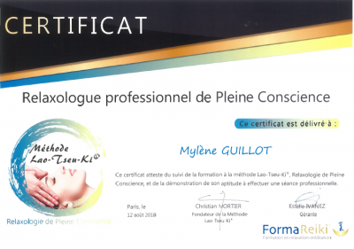 Certificat relaxologue de pleine conscience EBEME